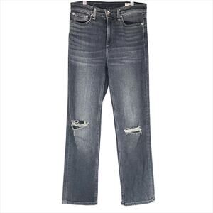RAG & BONE Nina High-Rise Ankle Cigarette Jean in Grafton Light Black Size 27